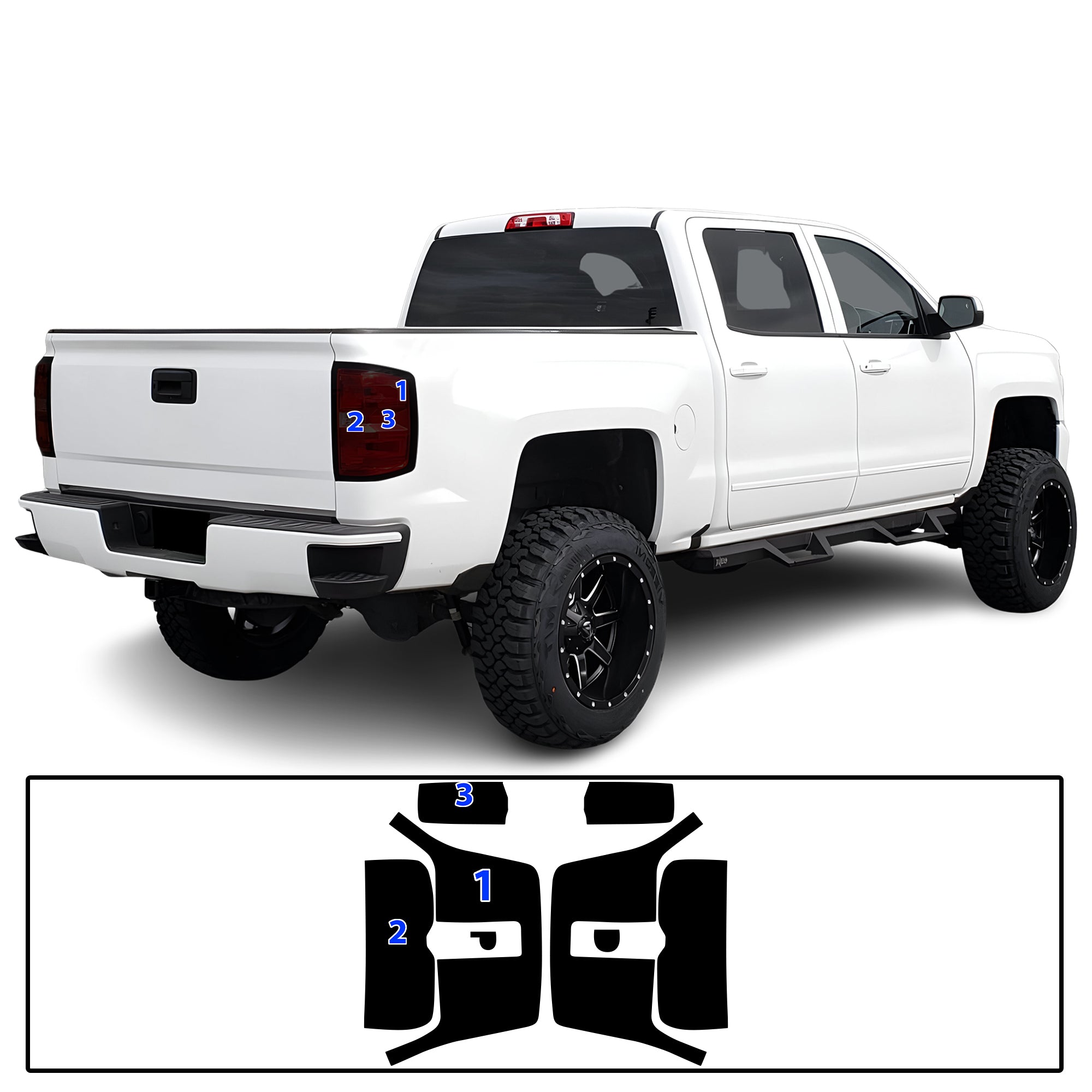 Chevy Silverado 2016–2018 Dark Smoke Headlight & Taillight Tint Kit – Precut Vinyl Lens Overlays