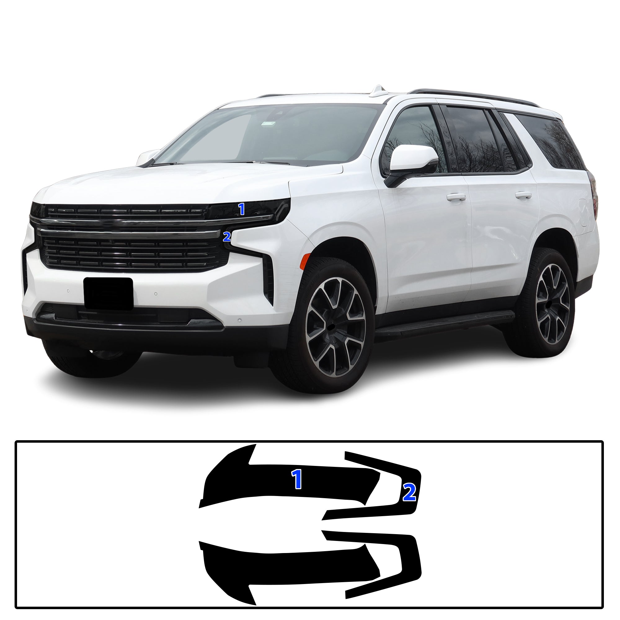 Chevy Tahoe Suburban 2021–2024 Dark Smoke Headlight & Taillight Tint Kit – Precut Vinyl Lens Overlays