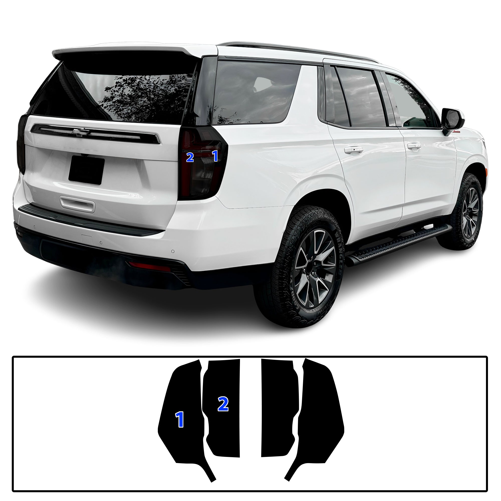 Chevy Tahoe Suburban 2021–2024 Dark Smoke Headlight & Taillight Tint Kit – Precut Vinyl Lens Overlays