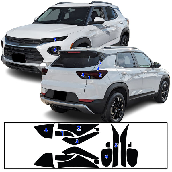 Full Headlight Taillight Precut Smoked PPF Tint Kit Film Overlay Fits Chevrolet Trailblazer 2021-2025