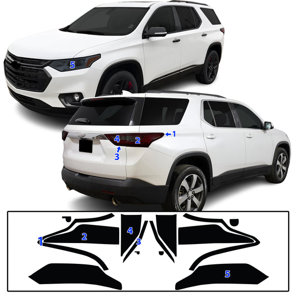 Full Headlight Taillight Precut Smoked PPF Tint Kit Film Overlay Fits Chevy Traverse 2018-2021