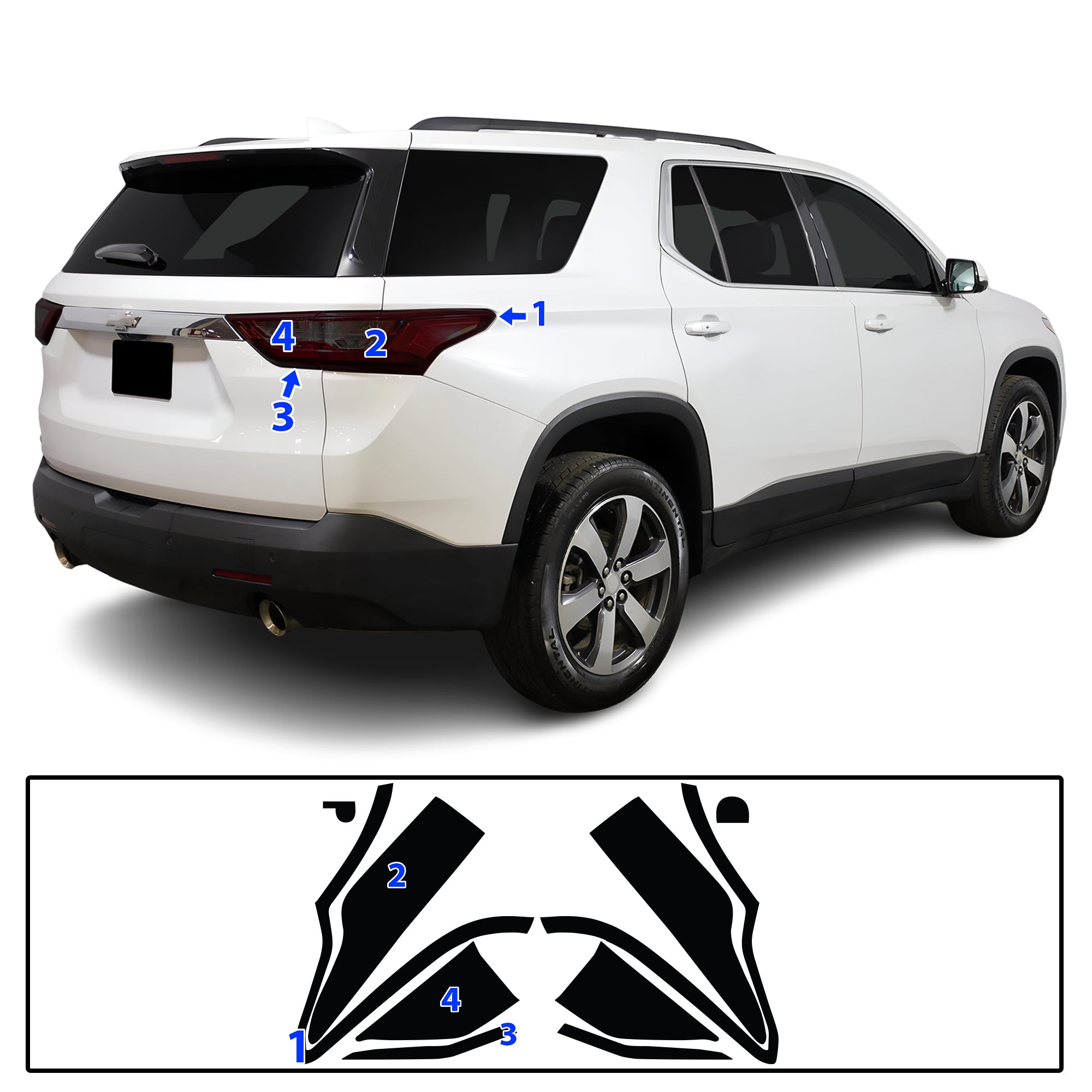Chevy Traverse 2018–2021 Dark Smoke Headlight & Taillight Tint Kit – Precut Vinyl Lens Overlays