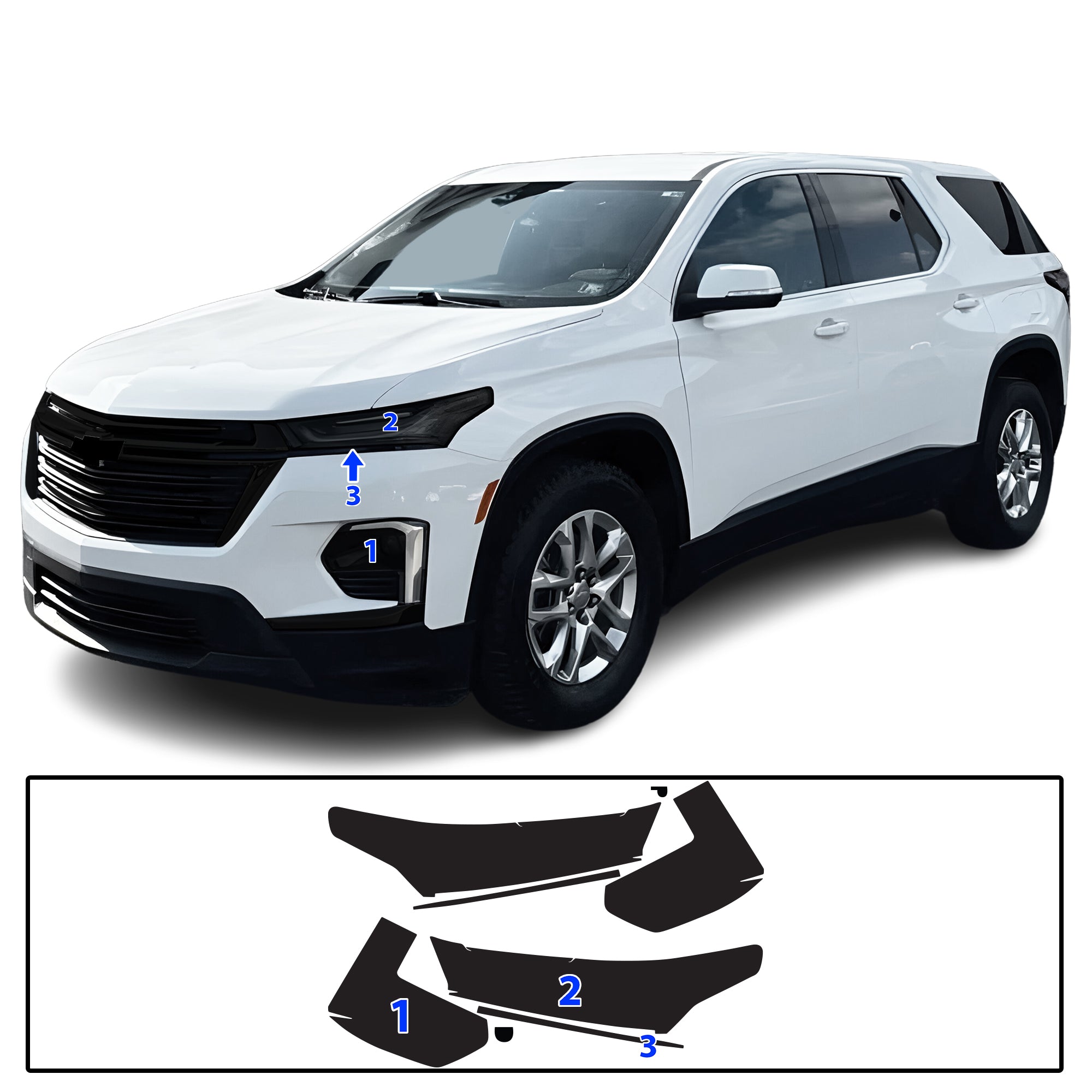 Chevy Traverse 2022–2023 Dark Smoke Headlight & Taillight Tint Kit – Precut Vinyl Lens Overlays