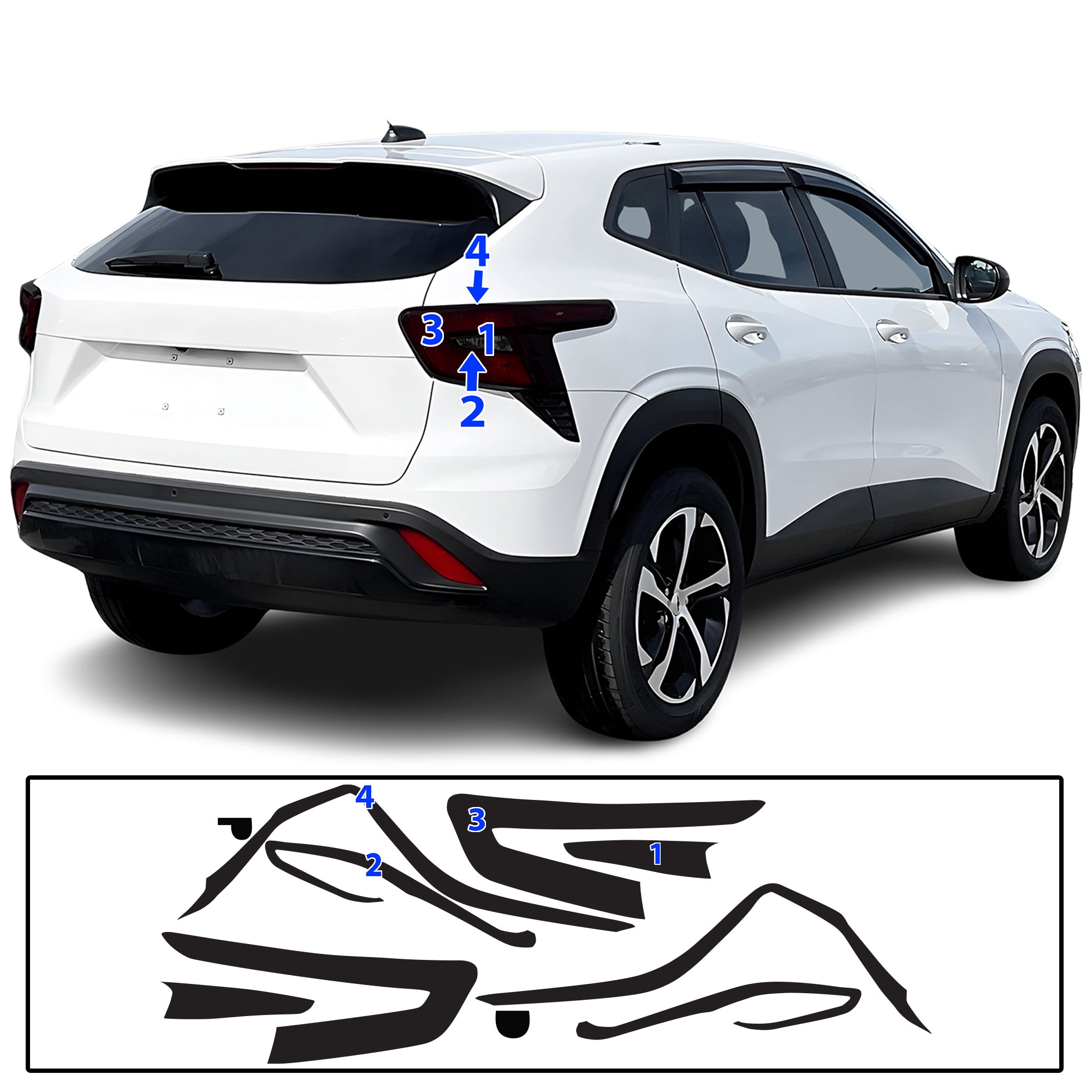 Chevy Trax 2024–2026 Dark Smoke Headlight & Taillight Tint Kit – Precut Vinyl Lens Overlays
