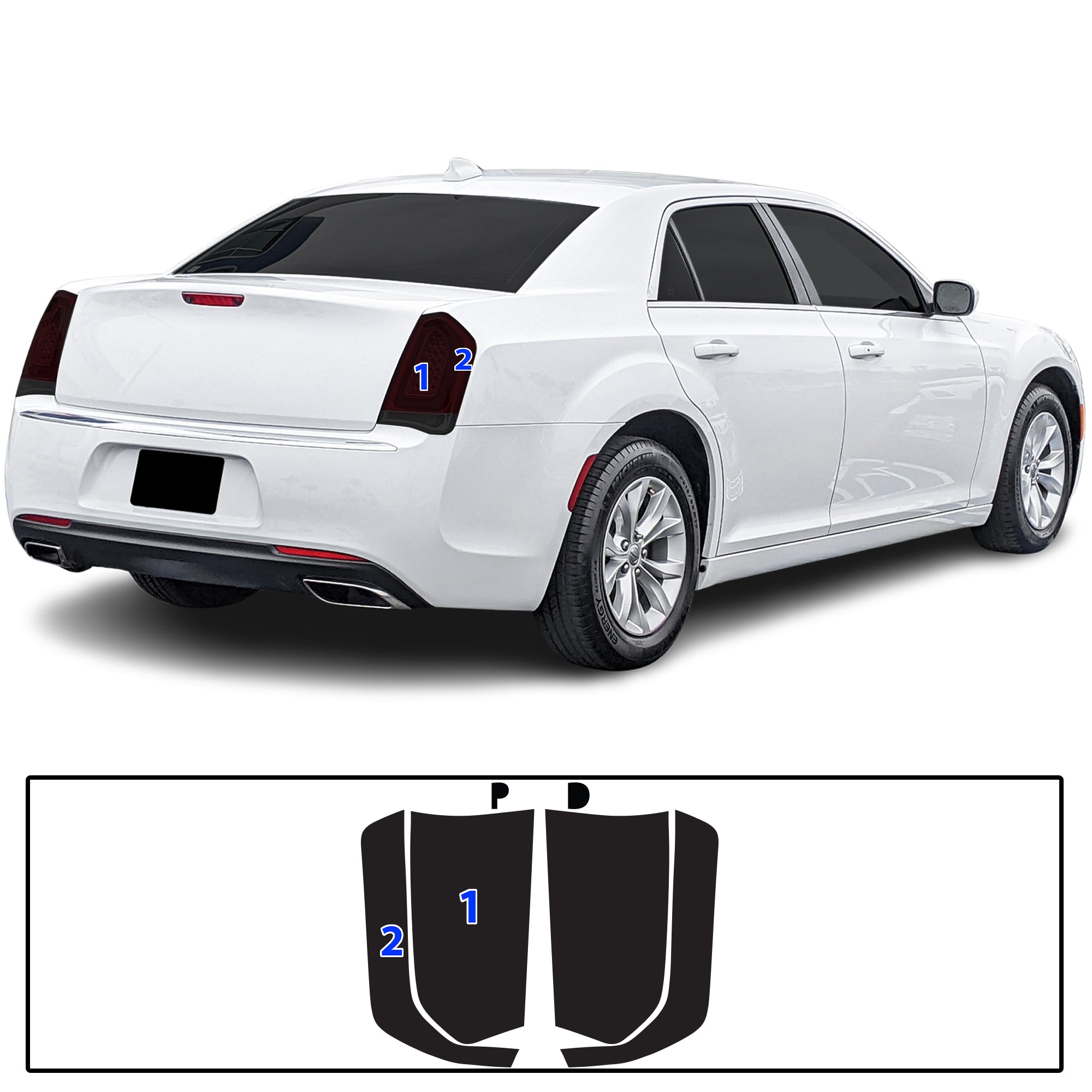 Chrysler 300 C 2015–2023 Dark Smoke Headlight & Taillight Tint Kit – Precut Vinyl Lens Overlays