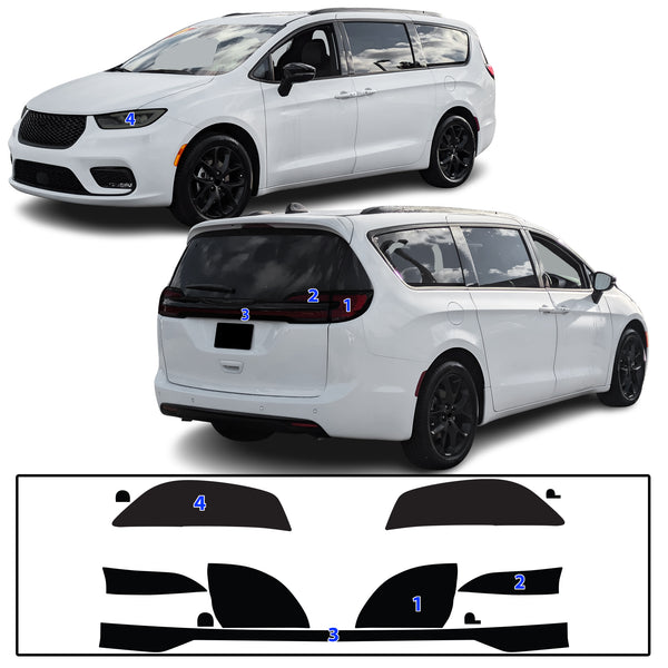 Full Headlight Taillight Precut Smoked PPF Tint Kit Overlay Film Fits Chrysler Pacifica