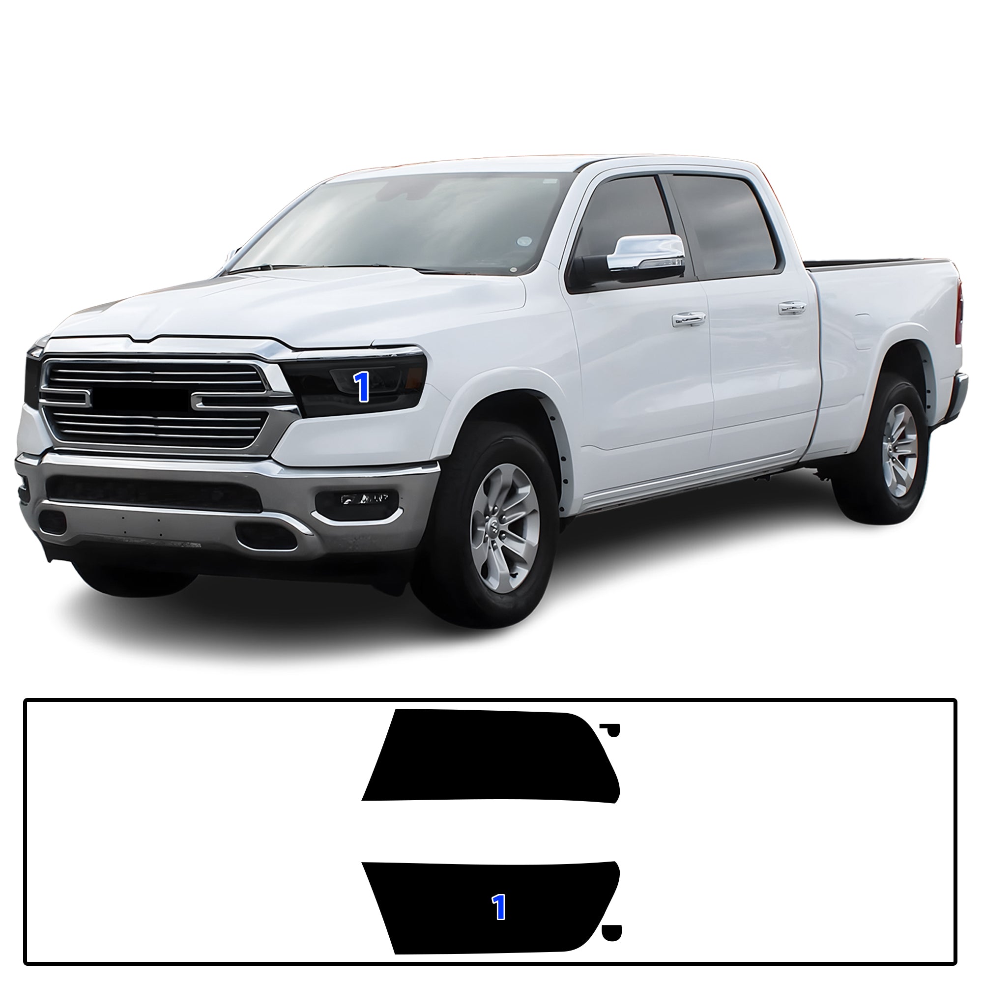 Dodge Ram 2019–2024 Dark Smoke Headlight & Taillight Tint Kit – Precut Vinyl Lens Overlays