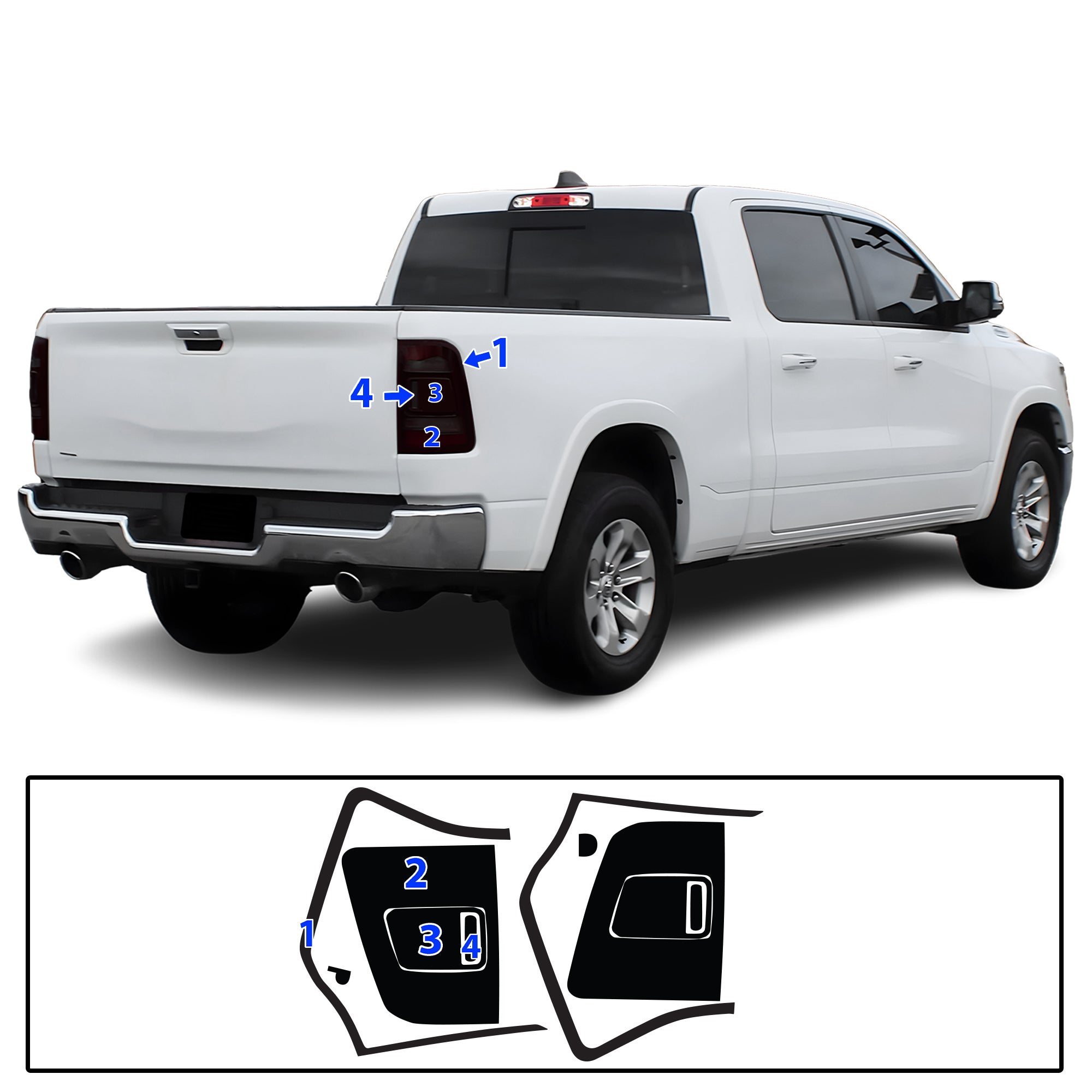 Dodge Ram 2019–2024 Dark Smoke Headlight & Taillight Tint Kit – Precut Vinyl Lens Overlays