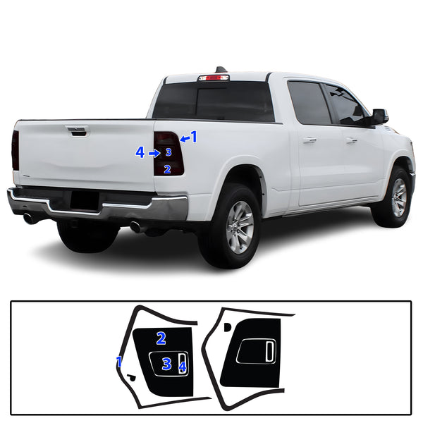 Full Headlight Taillight Precut Smoked PPF Tint Kit Film Overlay Fits Dodge Ram 2019-2022