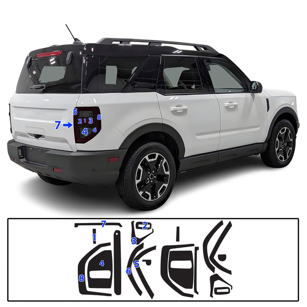 Full Headlight Taillight Precut Smoked PPF Tint Kit Film Overlay Fits Ford Bronco Sport 2021-2025