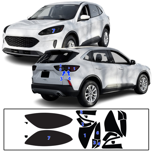 Full Headlight Taillight Precut Smoked PPF Tint Kit Overlay Film Fits Ford Escape 2020-2022