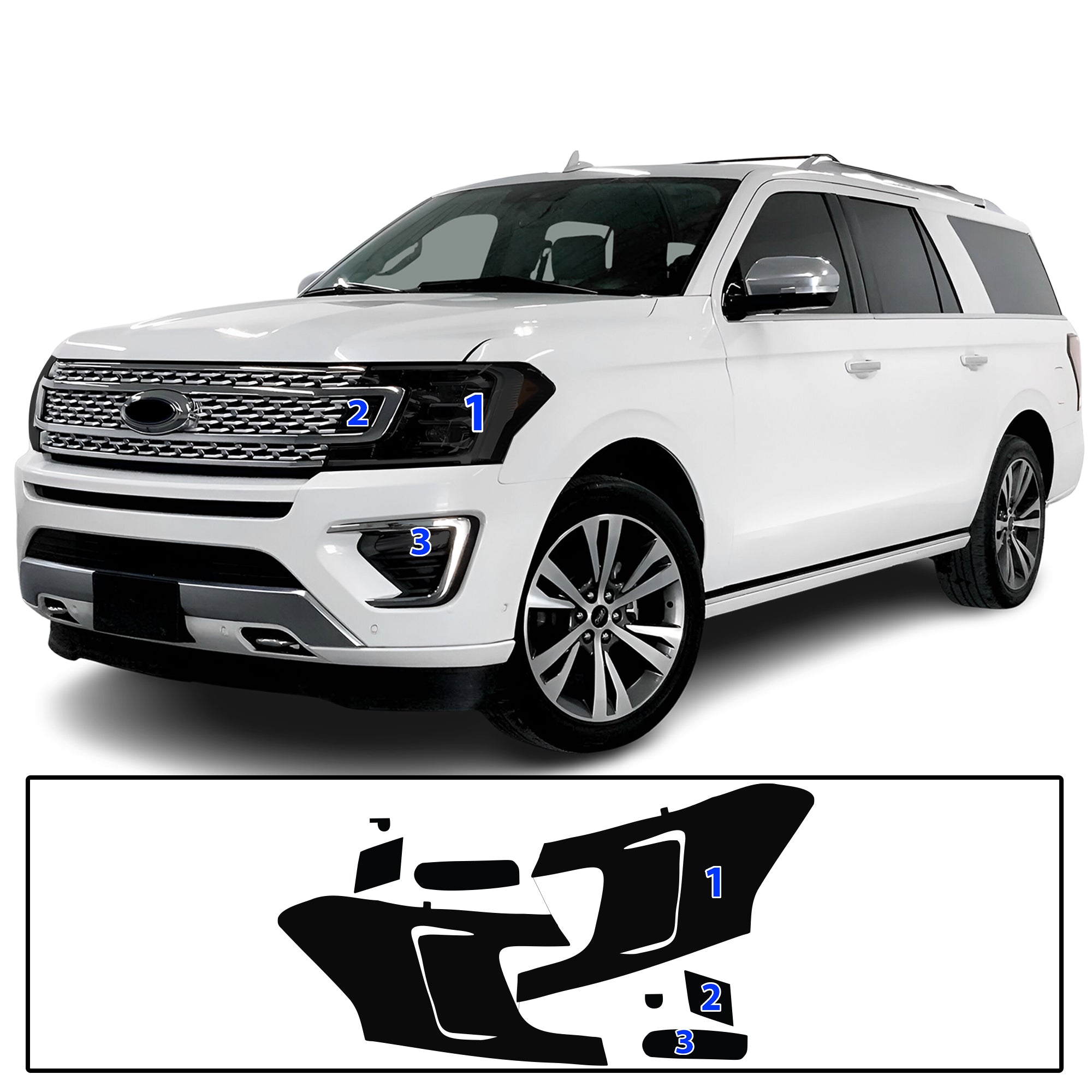 Ford Expedition 2018–2021 Dark Smoke Headlight & Taillight Tint Kit – Precut Vinyl Lens Overlays