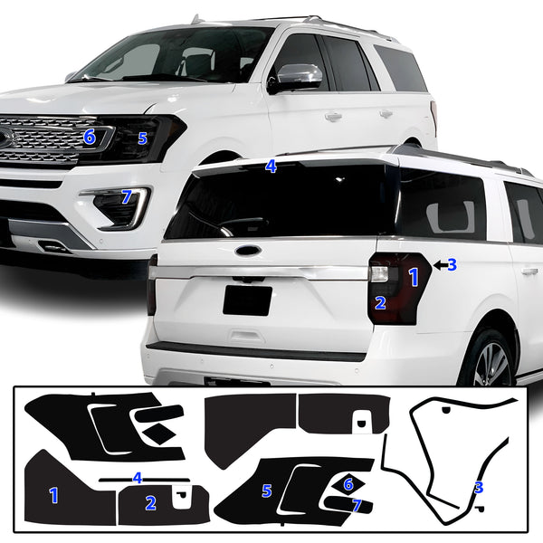Full Headlight Taillight Precut Smoked Vinyl Tint Kit Film Overlay Fits Ford Expedition 2018-2021
