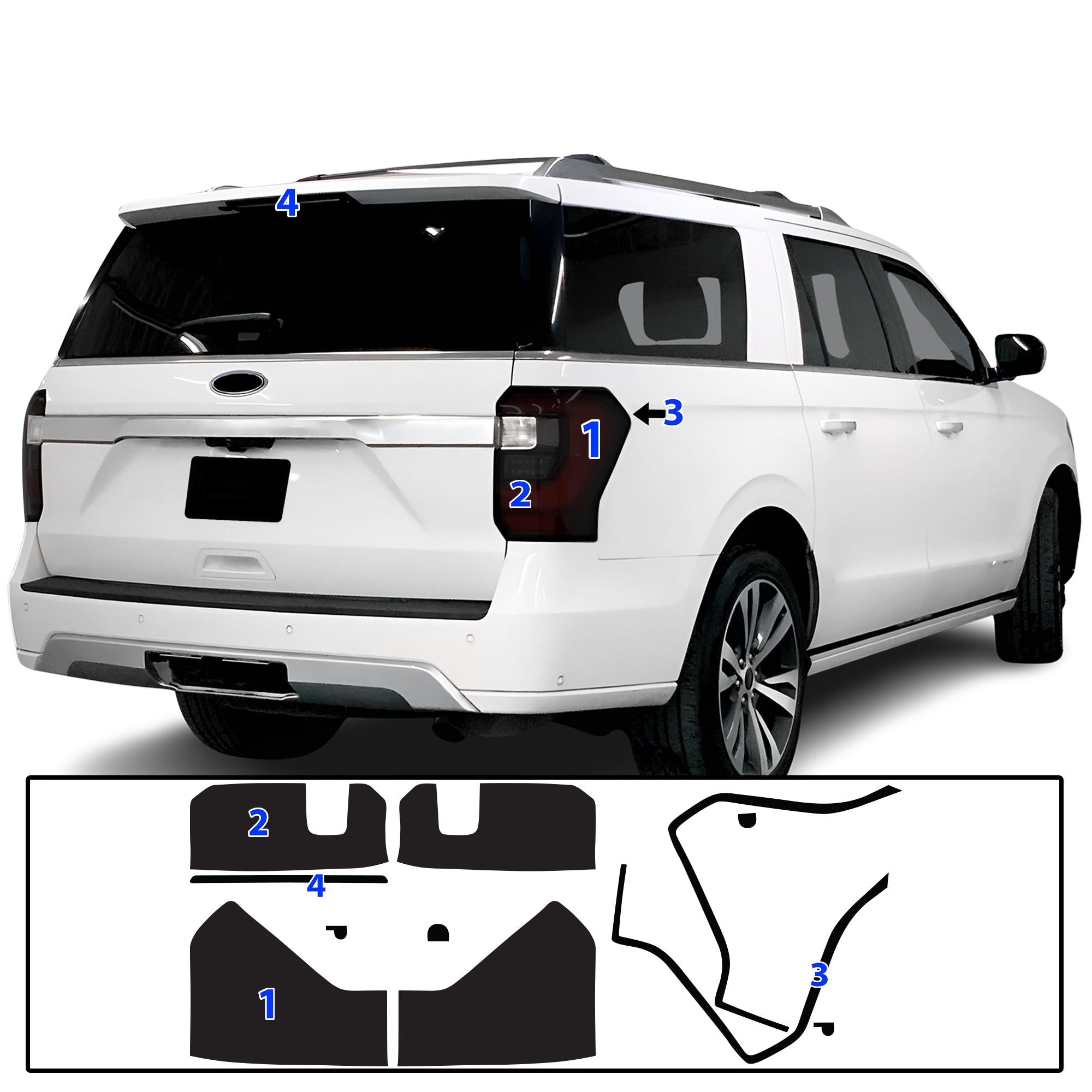 Ford Expedition 2018–2021 Dark Smoke Headlight & Taillight Tint Kit – Precut Vinyl Lens Overlays