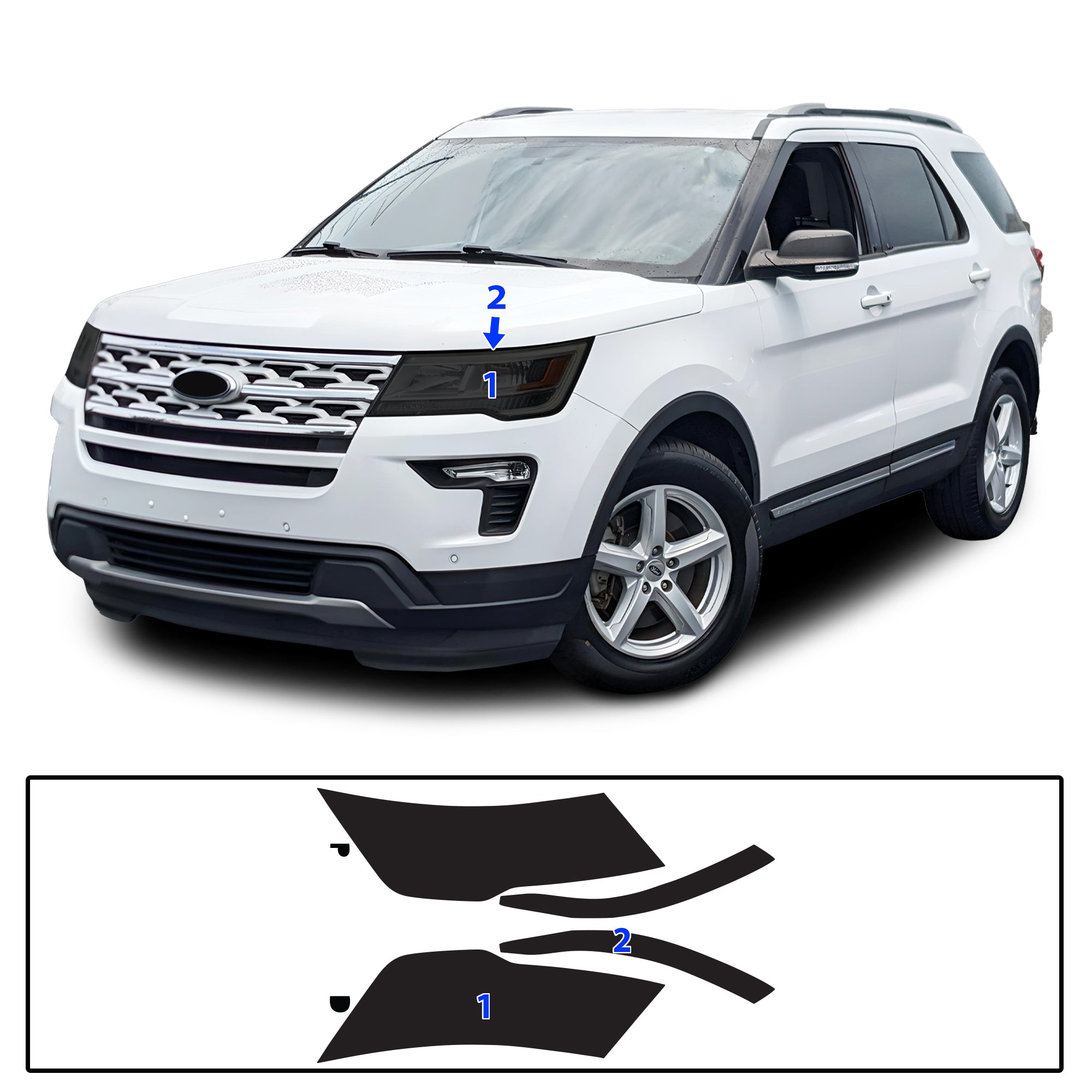 Ford Explorer 2016–2019 Dark Smoke Headlight & Taillight Tint Kit – Precut Vinyl Lens Overlays
