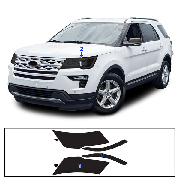 Full Headlight Taillight Precut Smoked PPF Tint Kit Film Overlay Fits Ford Explorer 2016-2019