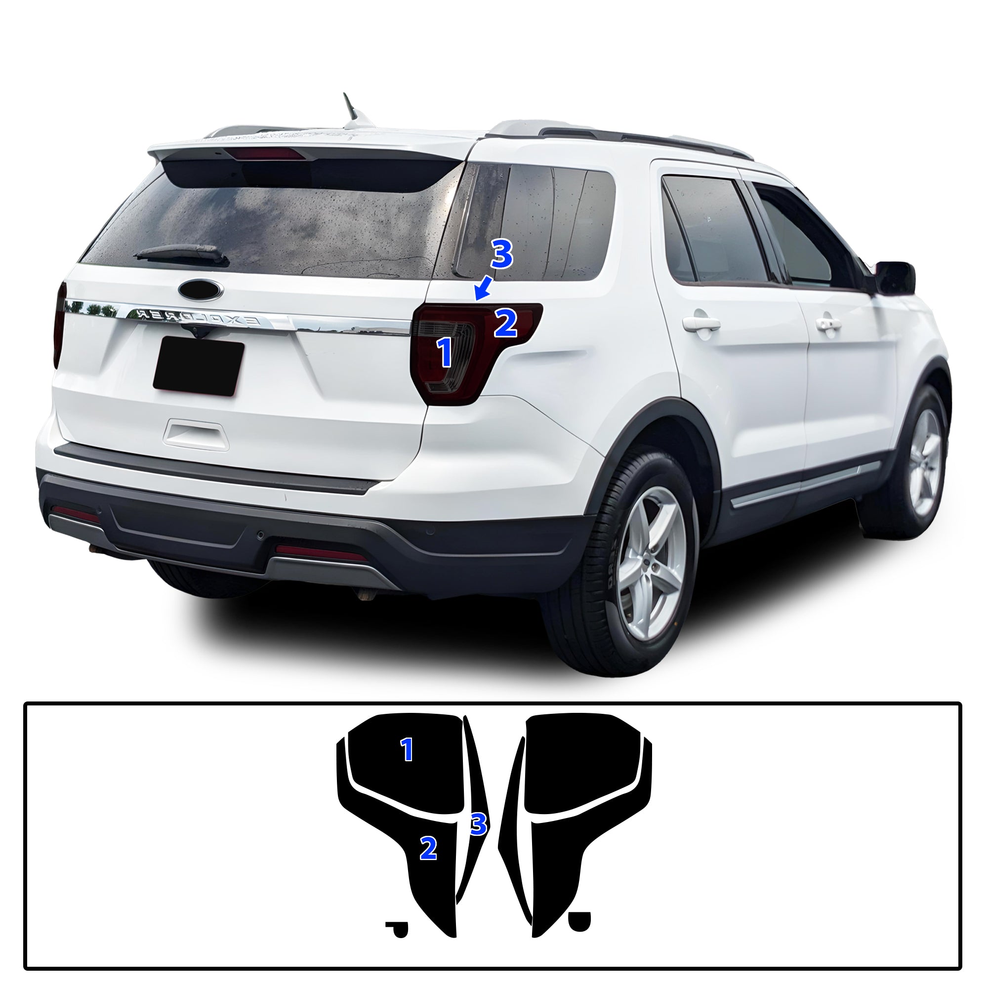 Ford Explorer 2016–2019 Dark Smoke Headlight & Taillight Tint Kit – Precut Vinyl Lens Overlays