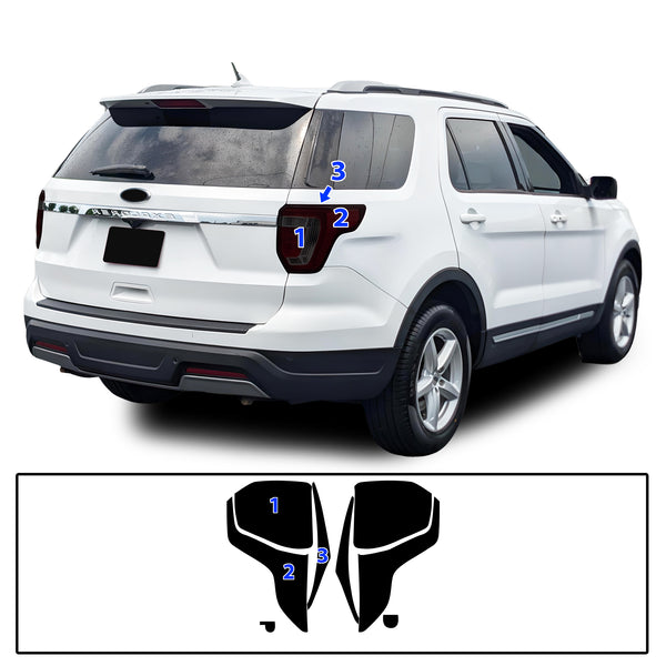 Full Headlight Taillight Precut Smoked PPF Tint Kit Film Overlay Fits Ford Explorer 2016-2019