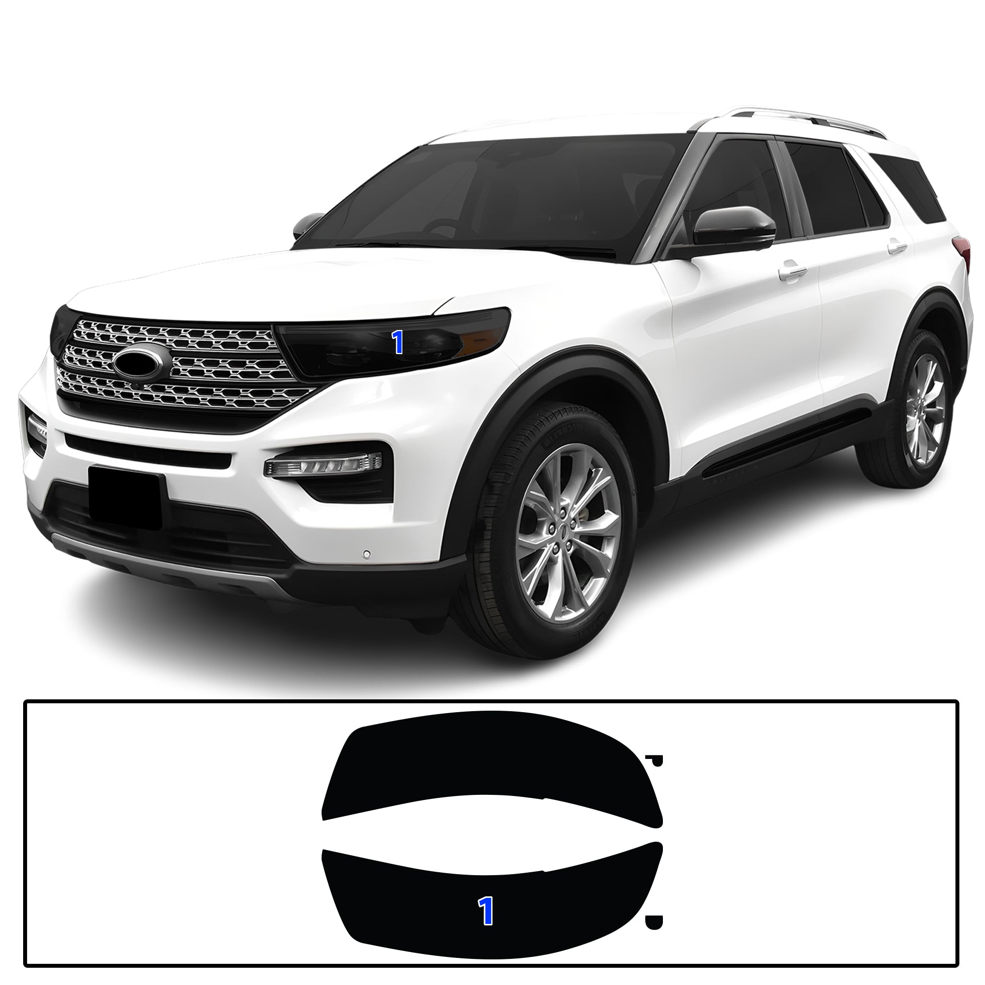 Ford Explorer 2020–2024 Dark Smoke Headlight & Taillight Tint Kit – Precut Vinyl Lens Overlays
