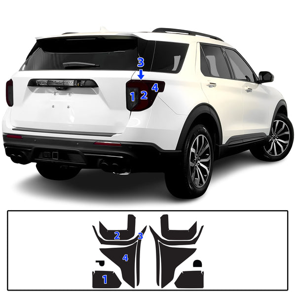 Full Headlight Taillight Precut Smoked PPF Tint Kit Film Overlay Fits Ford Explorer 2020-2024