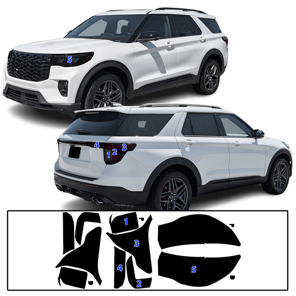 Fits Ford Explorer 2025-2026 Full Headlight Taillight Precut Smoked PPF Tint Kit Film Overlay