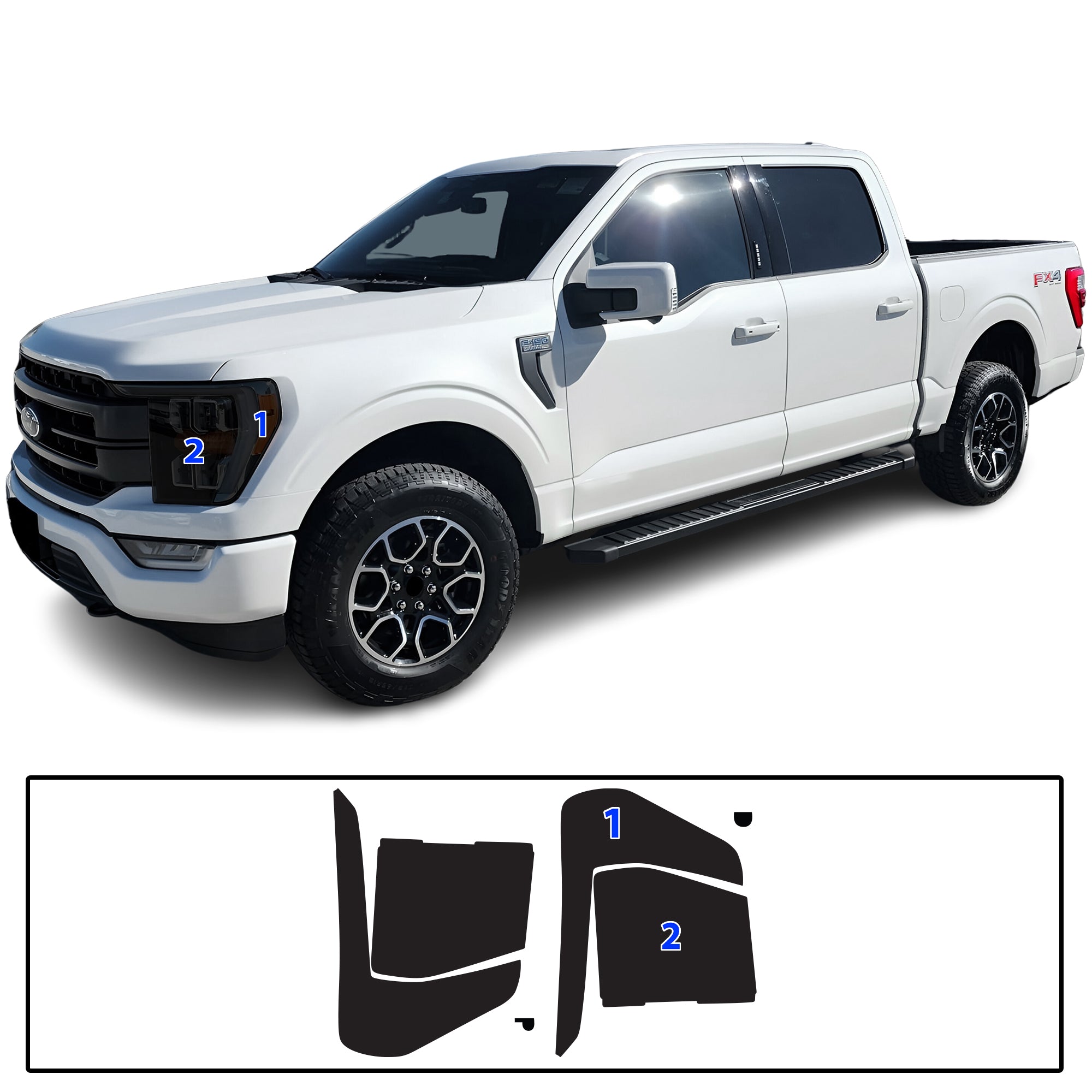 Ford F-150 F150 2021–2023 Dark Smoke Headlight & Taillight Tint Kit – Precut Vinyl Lens Overlays