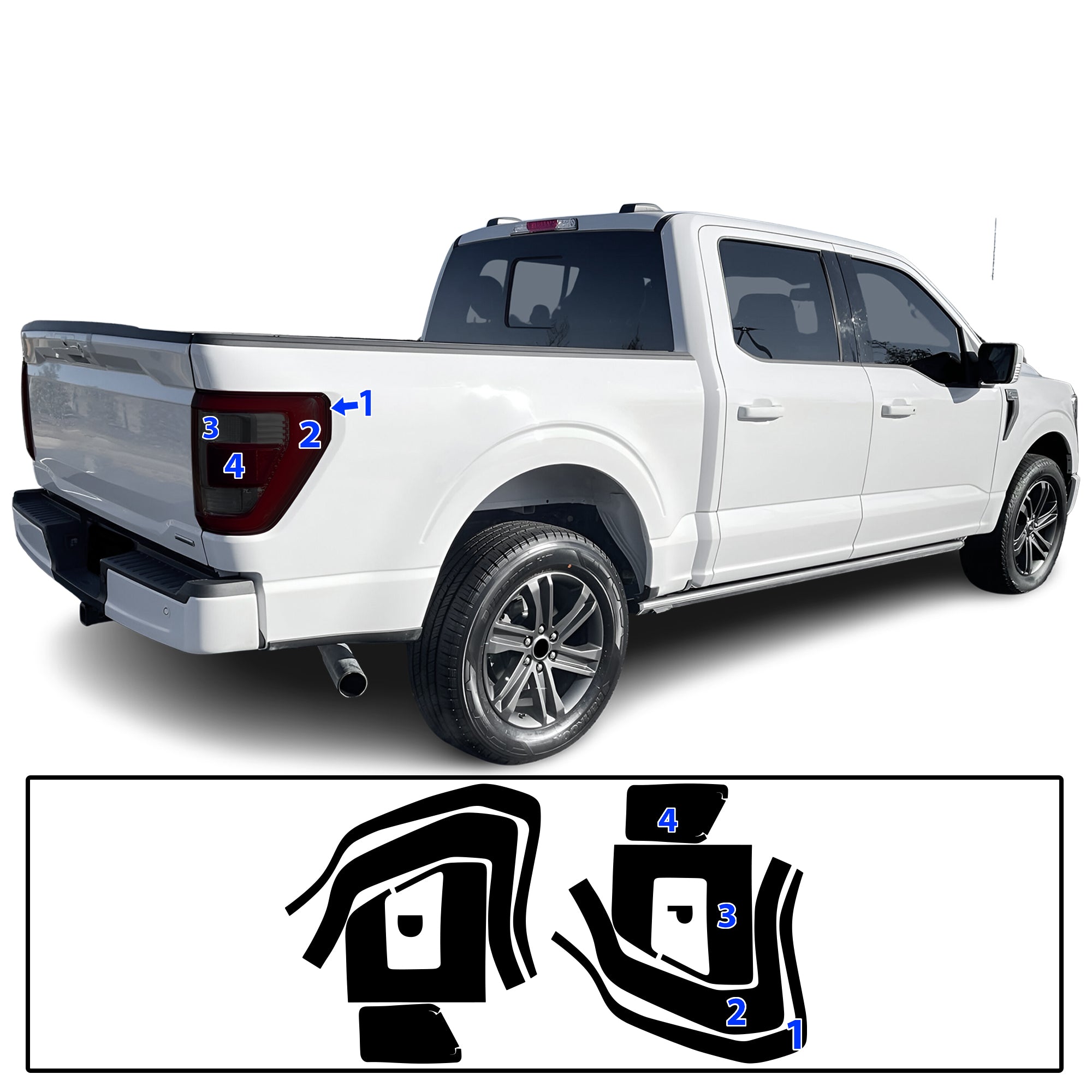 Ford F-150 F150 2021–2023 Dark Smoke Headlight & Taillight Tint Kit – Precut Vinyl Lens Overlays