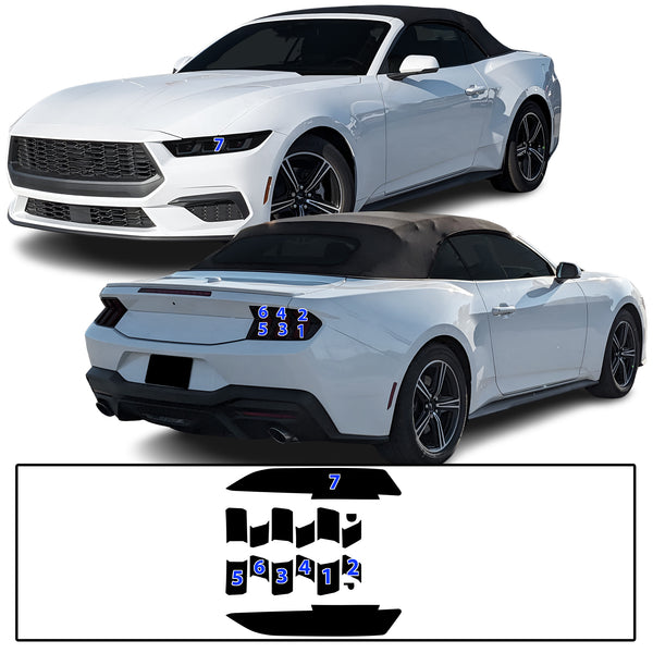 Full Headlight Taillight Precut Smoked PPF Tint Kit Film Overlay Fits Ford Mustang 2024-2026