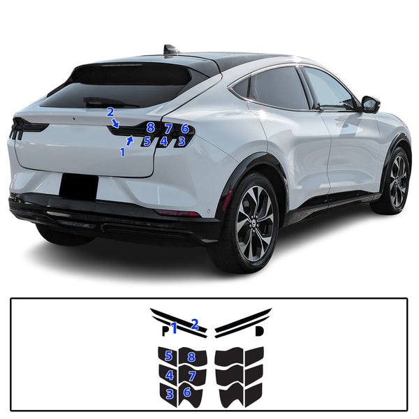 Full Headlight Taillight Precut Smoked PPF Tint Kit Film Overlay Fits Ford Mustang Mach-E 2021-2025