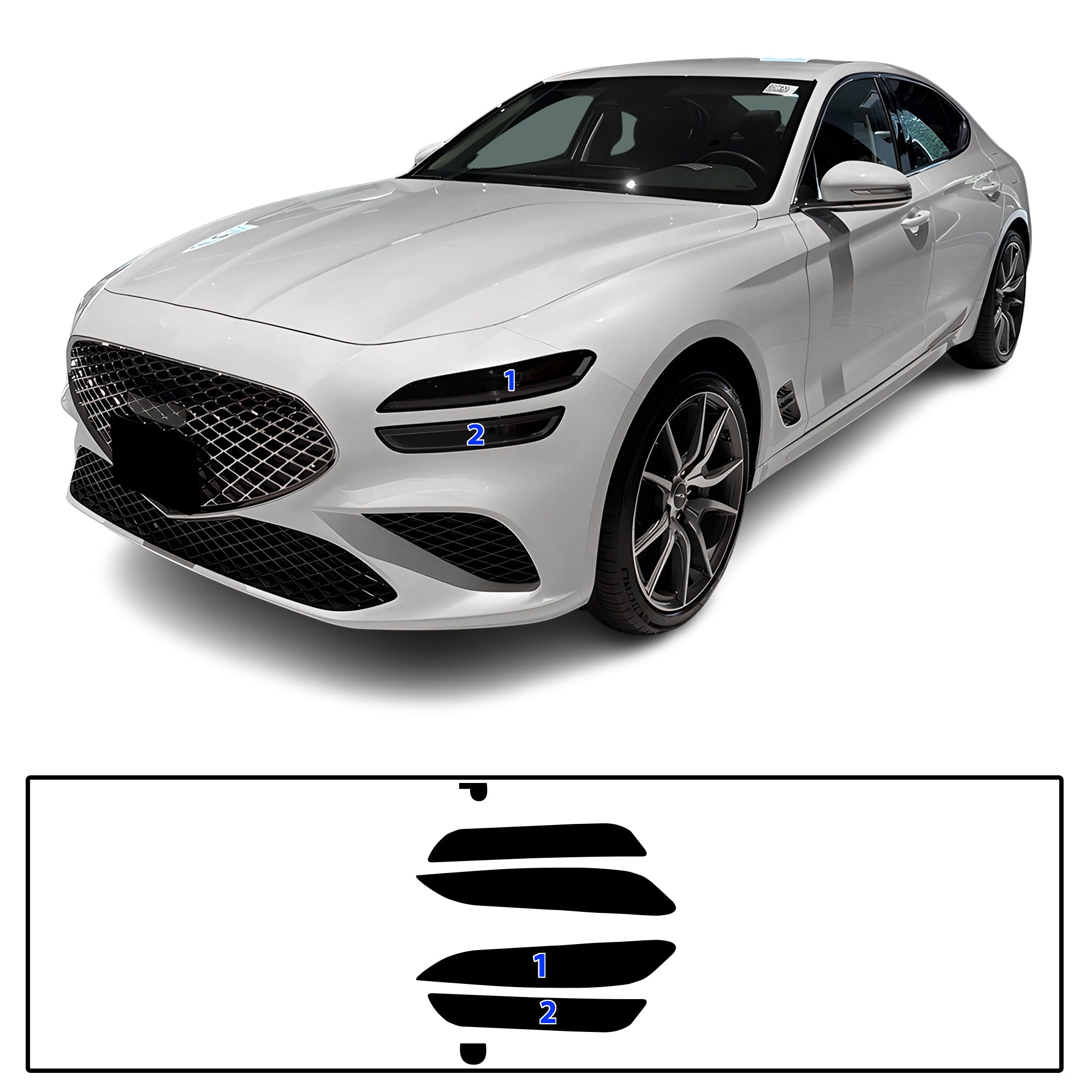 Genesis G70 2022–2026 Dark Smoke Headlight & Taillight Tint Kit – Precut Vinyl Lens Overlays