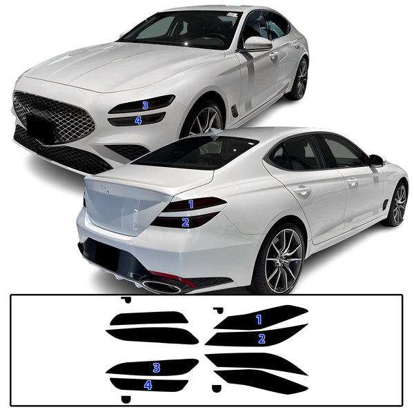 Fits Genesis G70 2022-2025 Full Headlight Taillight Precut Smoked PPF Tint Kit Film Overlay