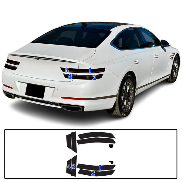 Full Headlight Taillight Precut Smoked PPF Tint Kit Film Overlay Fits Genesis G80 2022-2025