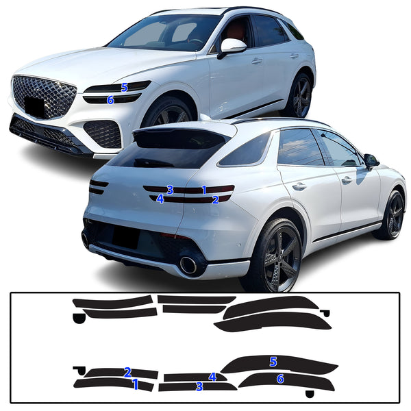 Full Headlight Taillight Precut Smoked PPF Tint Kit Film Overlay Fits Genesis GV70 2022-2025