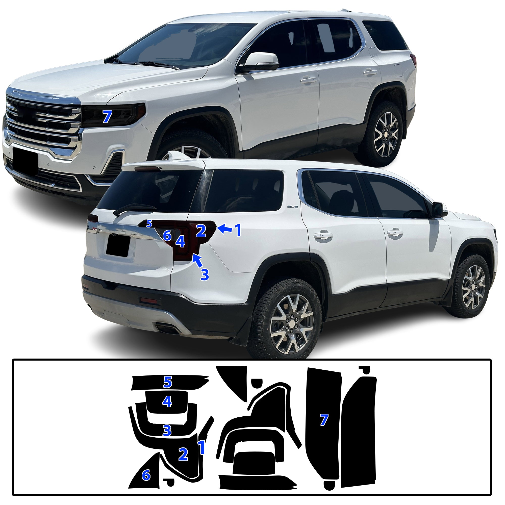 GMC Acadia 2020–2023 Dark Smoke Headlight & Taillight Tint Kit – Precut Vinyl Lens Overlays