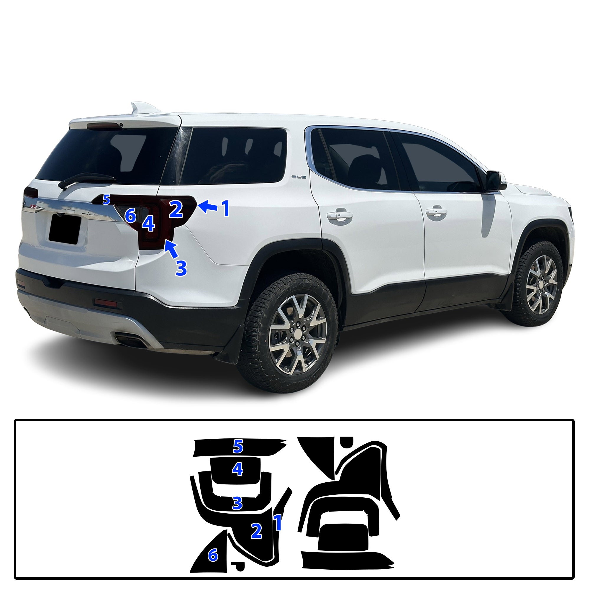 GMC Acadia 2020–2023 Dark Smoke Headlight & Taillight Tint Kit – Precut Vinyl Lens Overlays
