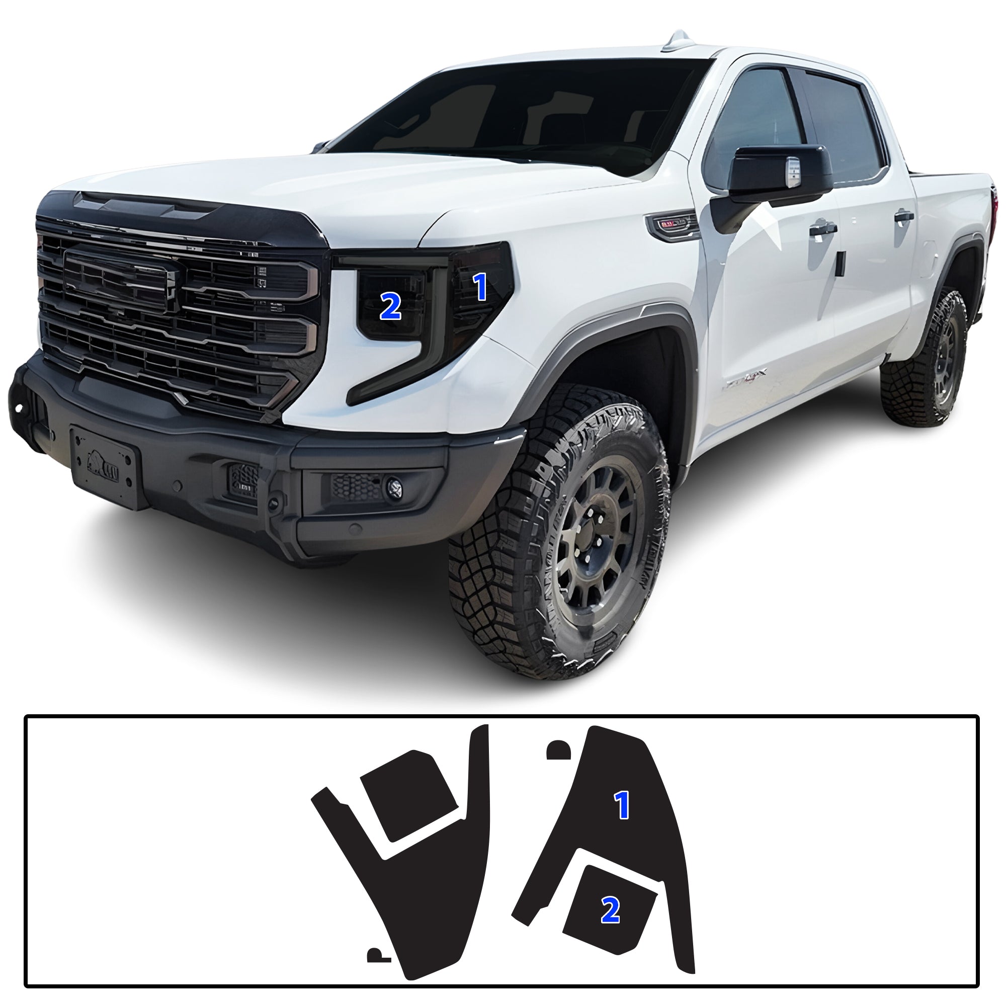 GMC Sierra 2022–2026 Dark Smoke Headlight & Taillight Tint Kit – Precut Vinyl Lens Overlays
