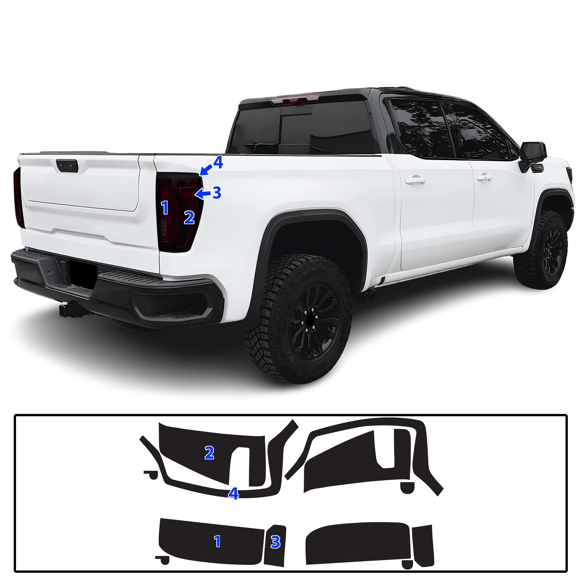 GMC Sierra 2022–2026 Dark Smoke Headlight & Taillight Tint Kit – Precut Vinyl Lens Overlays