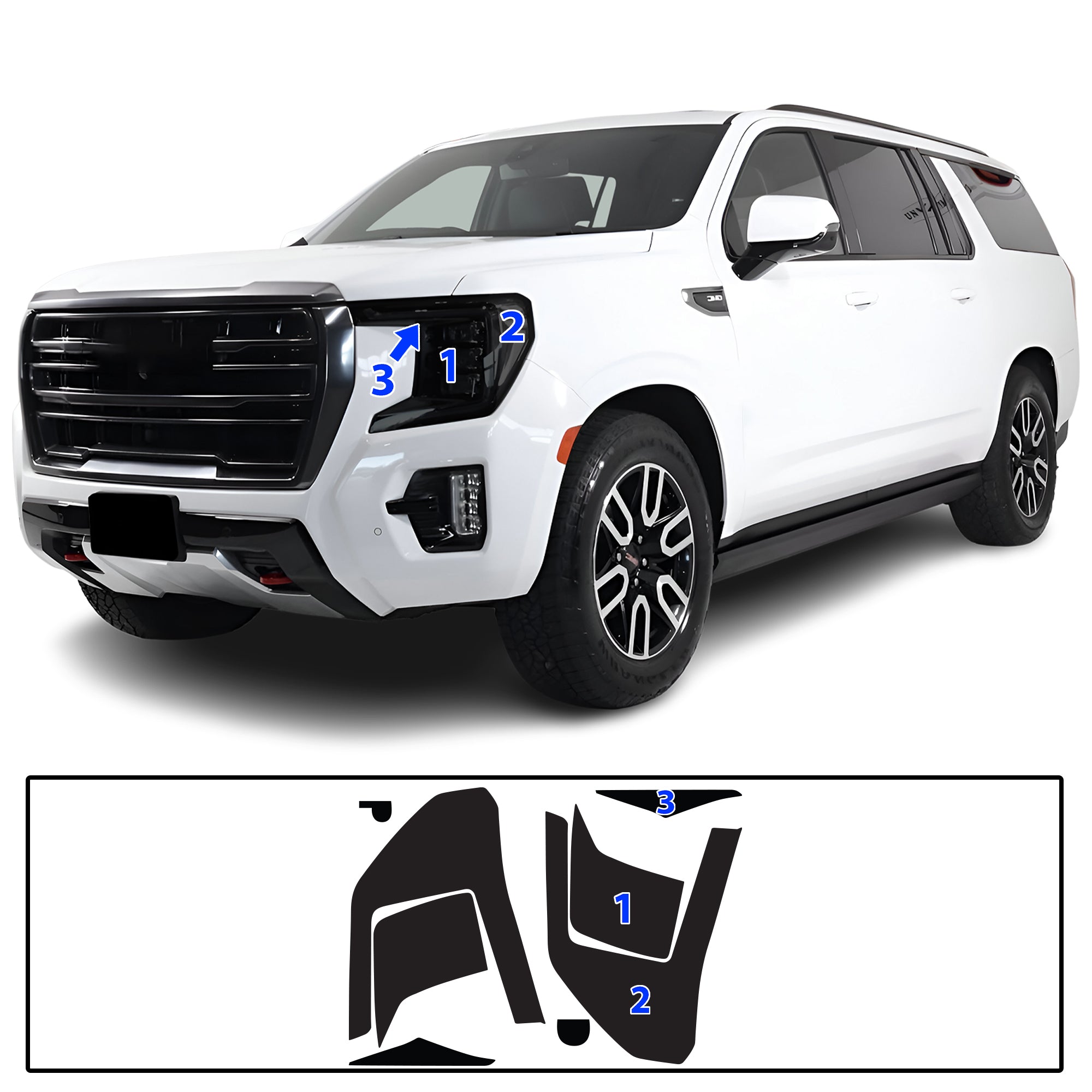 GMC Yukon 2021–2024 Dark Smoke Headlight & Taillight Tint Kit – Precut Vinyl Lens Overlays