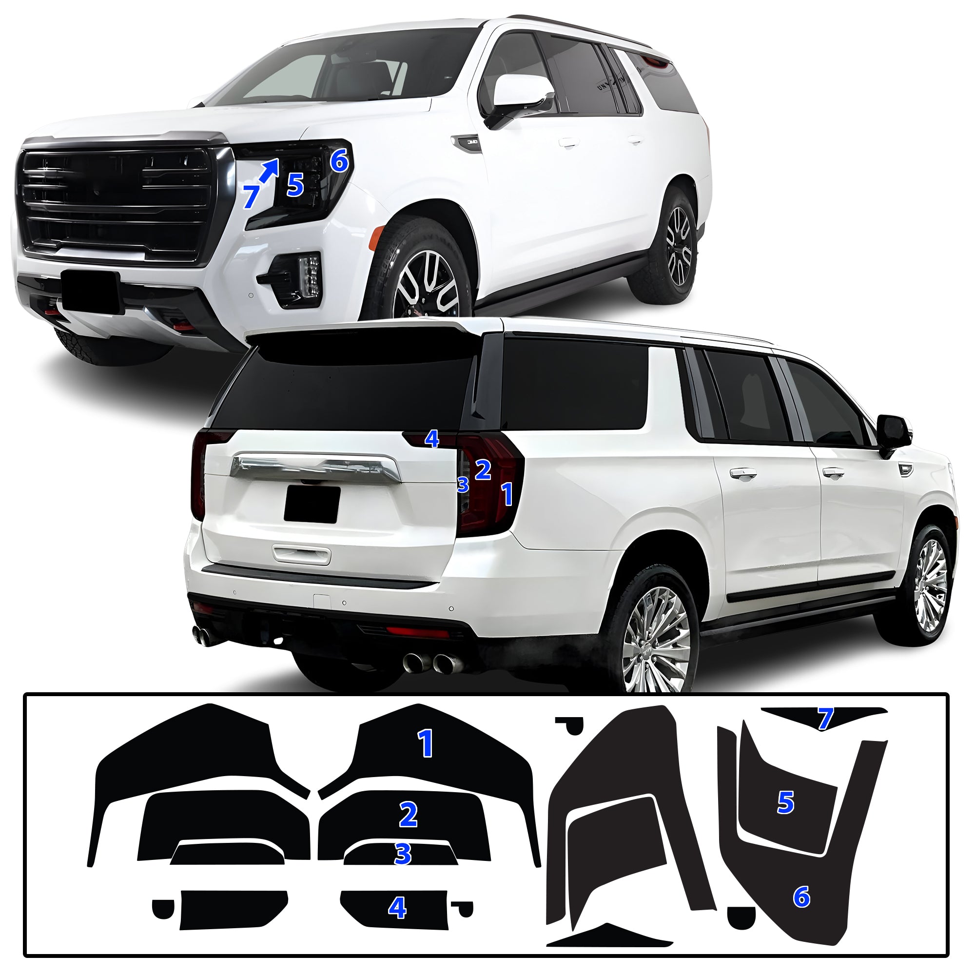 GMC Yukon 2021–2024 Dark Smoke Headlight & Taillight Tint Kit – Precut Vinyl Lens Overlays