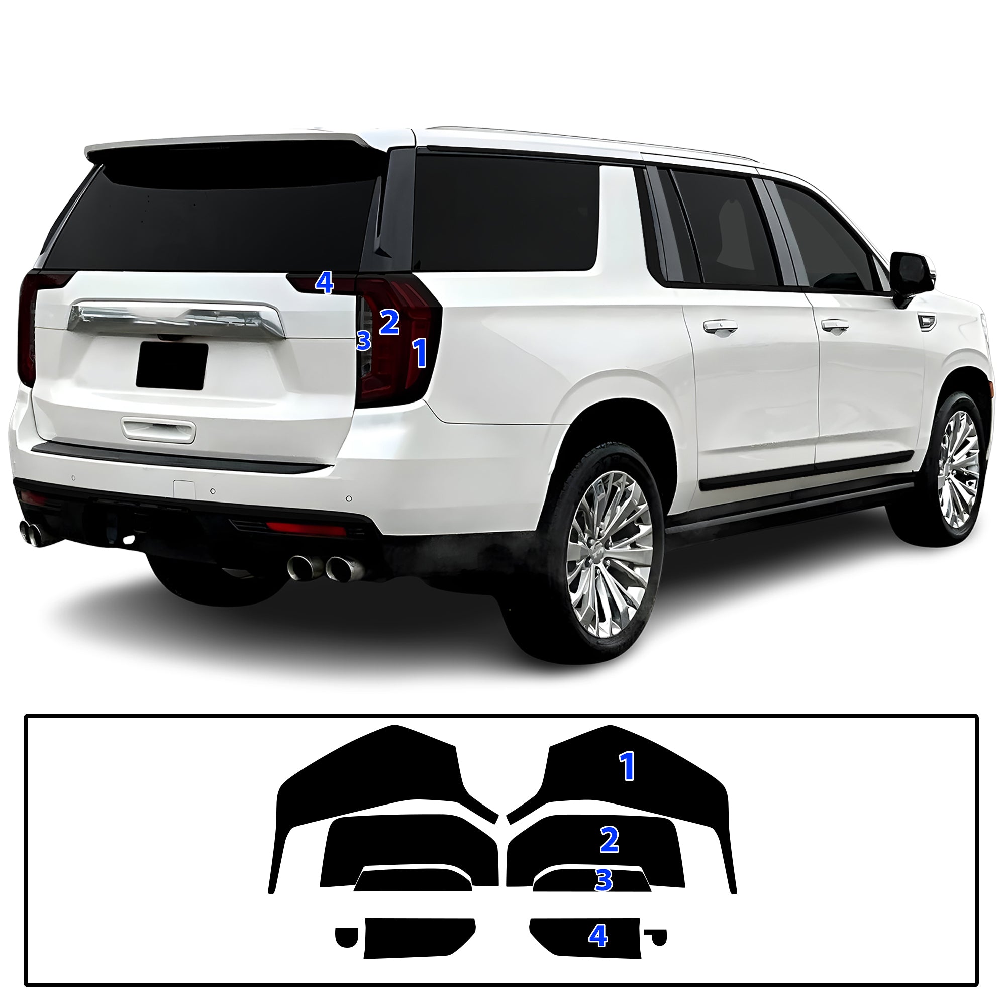GMC Yukon 2021–2024 Dark Smoke Headlight & Taillight Tint Kit – Precut Vinyl Lens Overlays