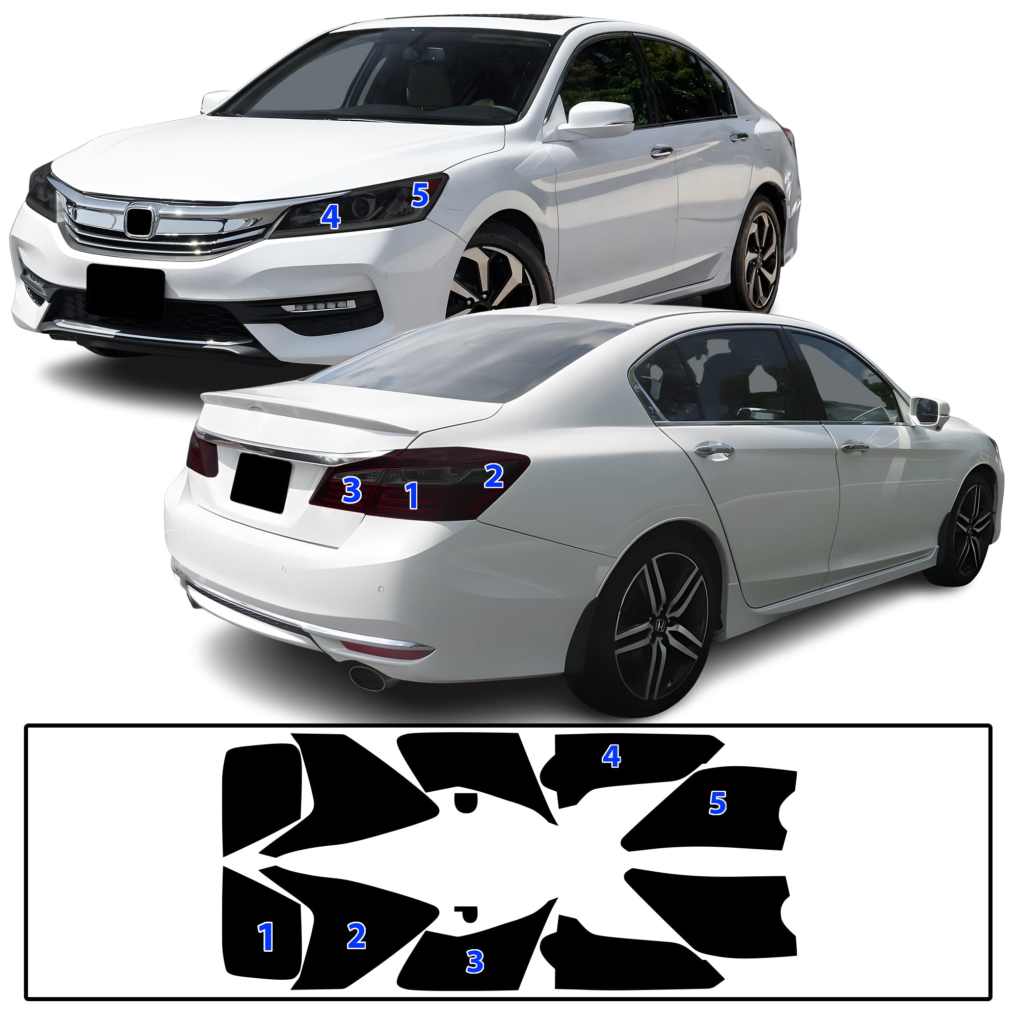 Honda Accord 2016–2017 Dark Smoke Headlight & Taillight Tint Kit – Precut Vinyl Lens Overlays