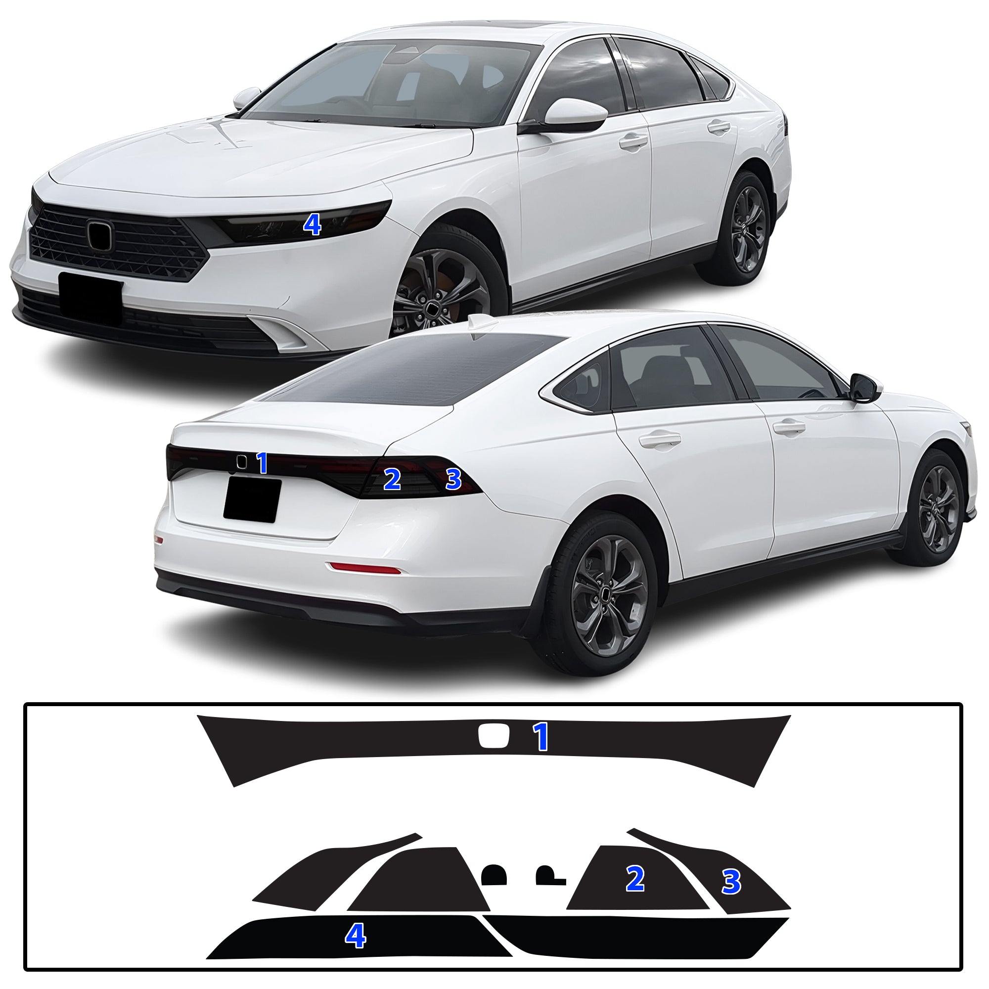 Honda Accord Sedan 2023–2026 Dark Smoke Headlight & Taillight Tint Kit – Precut Vinyl Lens Overlays