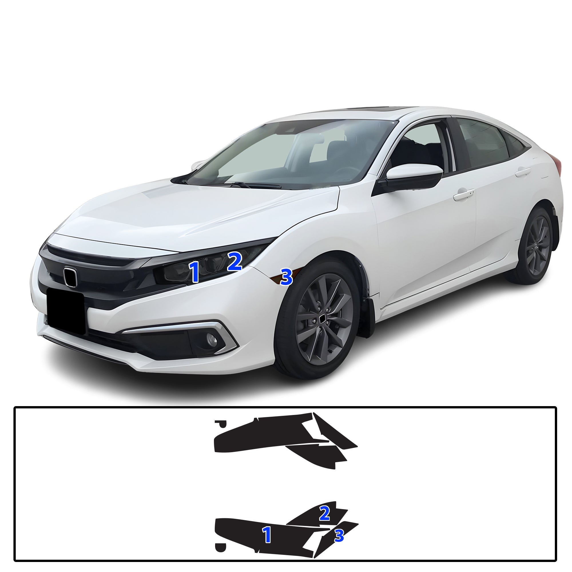 Honda Civic 2016–2021 Dark Smoke Headlight & Taillight Tint Kit – Precut Vinyl Lens Overlays