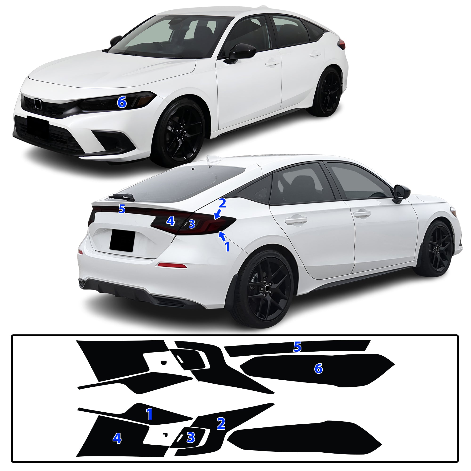 Honda Civic Sedan Hatchback 2022–2026 Dark Smoke Headlight & Taillight Tint Kit – Precut Vinyl Lens Overlays