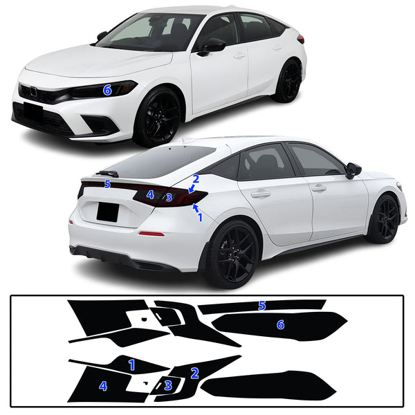 HeadLight Reverse Light Reflector Taillight Smoke Tint Overlay Fits Honda Civic Sedan Hatchback 2022-2025