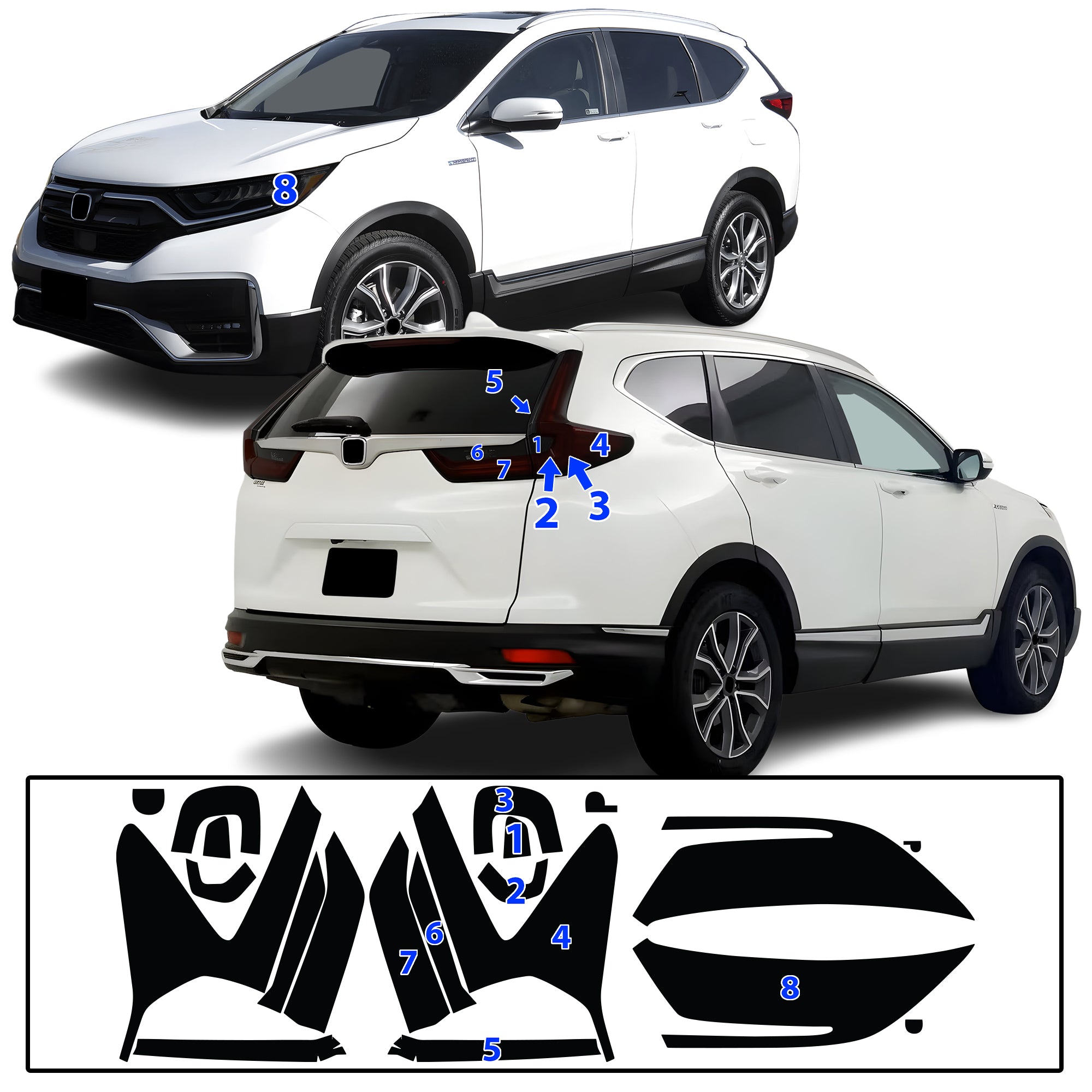 Honda CR-V 2020–2022 Dark Smoke Headlight & Taillight Tint Kit – Precut Vinyl Lens Overlays