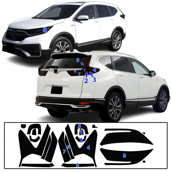 Full Headlight Taillight Precut Smoked PPF Tint Kit Film Overlay Fits Honda CR-V 2020-2022