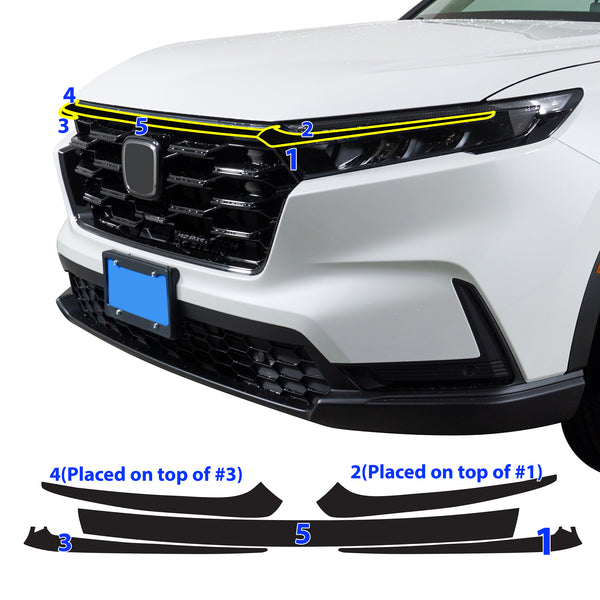Grille Side Window Vinyl Chrome Delete Trim Blackout Decal Stickers Overlay Film Fits Honda CR-V 2023 2024 2025
