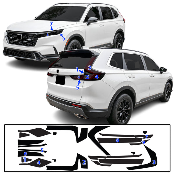 Full Headlight Taillight Precut Smoked PPF Tint Kit Film Overlay Fits Honda CR-V 2023-2025