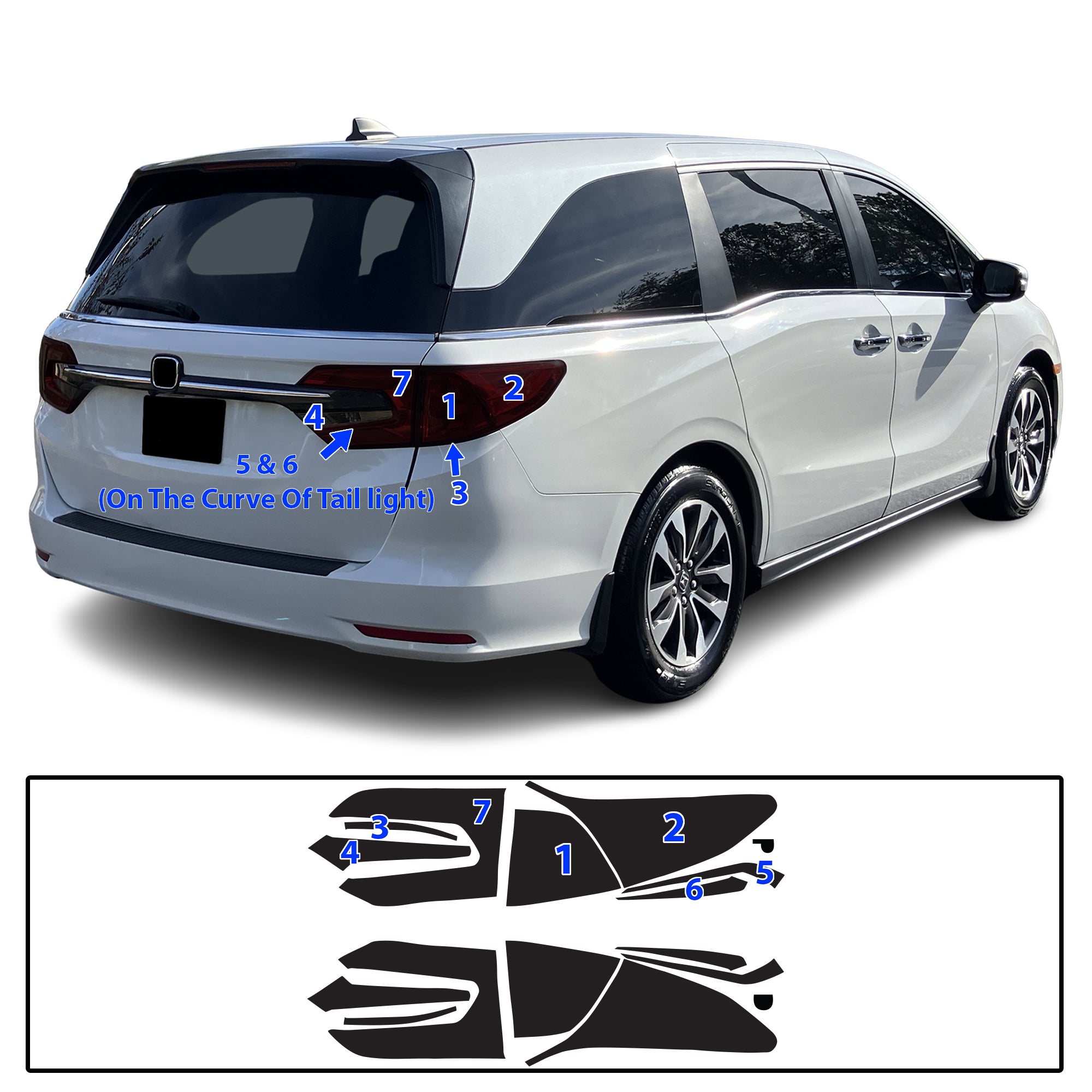 Honda Odyssey 2018–2026 Dark Smoke Headlight & Taillight Tint Kit – Precut Vinyl Lens Overlays